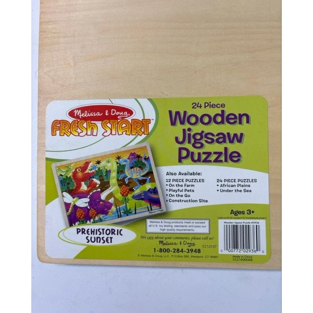 Melissa & Doug Fresh Start Prehistoric Sunset 24 Piece Wooden Jigsaw Puzzle 2936